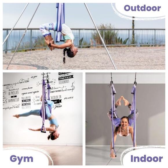 YOGABODY Practice is Everything Yoga Trapeze Ceiling Bar Swing Hooks RARE Purple - Picture 2 of 11